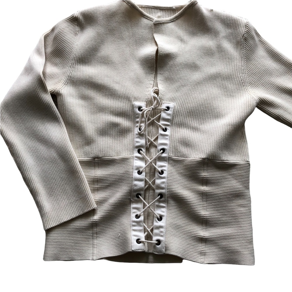 Ribbed lace up top - Picture 3 of 9
